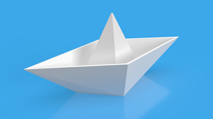 The white boat on blue background for business concept 3d rendering