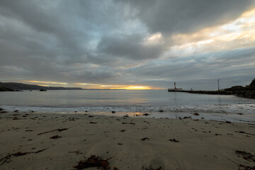January Sunrise at Looe beach and Banjo pier Cornwall
