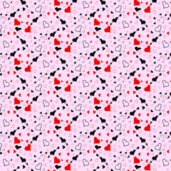 Heart and arrow pattern on pink background