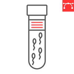 Sperm in test tube line icon, medical and lab, sperm in tube vector icon, vector graphics, editable stroke outline sign, eps 10.