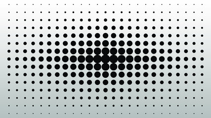 Black dots pattern halftones on grey gradient background.