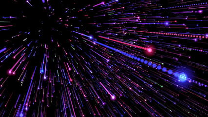 glowing pink and purple neon rays on a black background. abstract pink neon background.