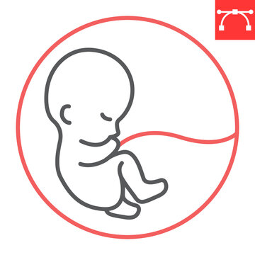 recommend clip art: Fetus line icon, embryo and pregnancy, baby in the womb vector icon, vector graphics, editable stroke outline sign, eps 10.