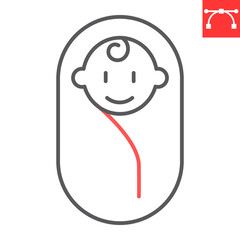 Baby line icon, newborn and face, happy baby vector icon, vector graphics, editable stroke outline sign, eps 10.