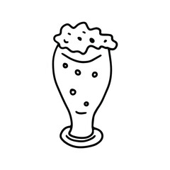 Glass of beer in doodle style. Isolated vector.