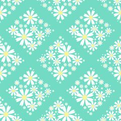 cute white flower in square shape seamless for fabric pattern