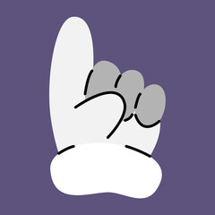 Hand with forefinger in cartoon style. Isolated vector.