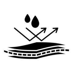Waterproof icon, water proof drop resistant. Impermeable fabric material.