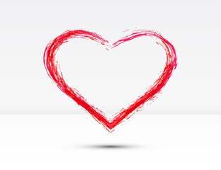 Brush drawing of a heart for Valentine's Day greeting card, banner or celebration invitation.