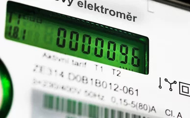Foto op Plexiglas Home electricity meter. An electric meter for use in a home appliance with copied space. It is a modern technology that can monitor electricity consumption. © murmakova