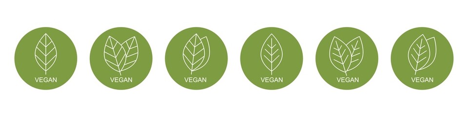 Vegan food. Leaf icon green organic eco food approved vector sign. Vegetarian bio healthy badge logo emblem. Natural organic vegan product symbol isolated.