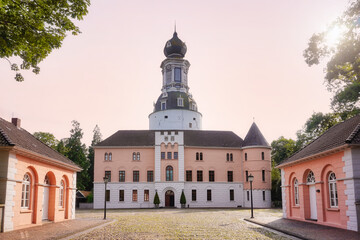 Fototapeta na wymiar Jever castle, Schloss Jever in Jever, Friesland, Lower Saxony, Germany. Historic secular building and museum.