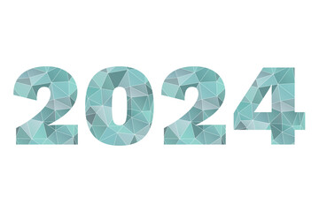 2024 blue triangle vector symbol. New Year isolated poly icon. Illustration for decoration, celebration, winter holiday, calendar, design element, infographics