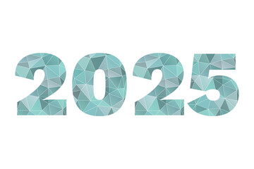 2025 blue triangle vector symbol. New Year isolated poly icon. Illustration for decoration, celebration, winter holiday, calendar, design element, infographics