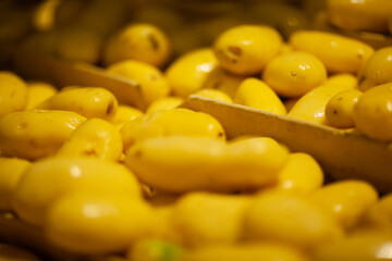 Factory interior. Potato production. Factory equipment, product manufacturing process. Modern...