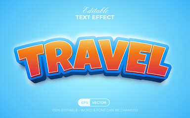 Cartoon text effect travel style theme. Editable text effect.