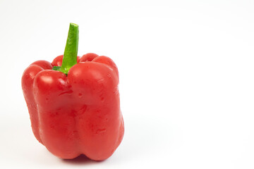 Fresh red sweet bulgarian pepper isolated on white background