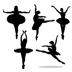Fototapeta na wymiar Set of ballet silhouette