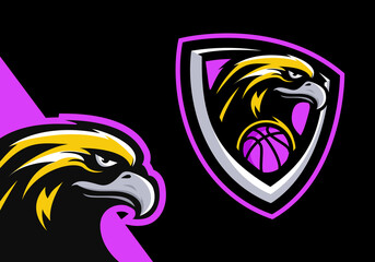 Basketball eagle badge logo