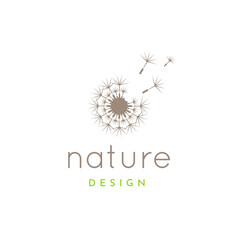 Logo illustration dandelion nature vector design. Editable design. Cosmetic, healthy, care, ecology, organic, environment day.
