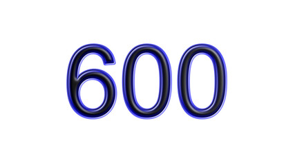 blue 600 number 3d effect white background