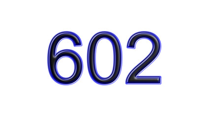 blue 602 number 3d effect white background
