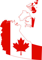 Flat vector administrative flag map of the Canadian territory of NORTHWEST TERRITORIES combined with official flag of CANADA