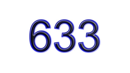 blue 633 number 3d effect white background