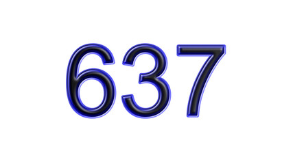 blue 637 number 3d effect white background