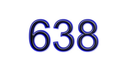 blue 638 number 3d effect white background