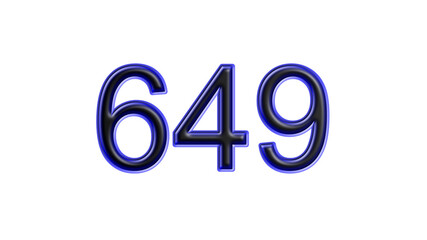 blue 649 number 3d effect white background