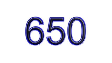 blue 650 number 3d effect white background