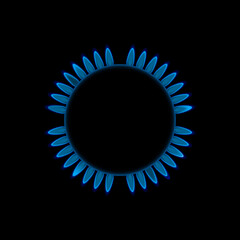 Vector illustration of a gas burner light on black background