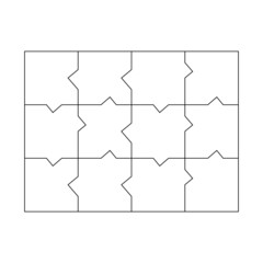Unusual Blank Jigsaw Puzzle 12 pieces. Simple line art style for printing and web. Geometric triangle style. Stock illustration isolated