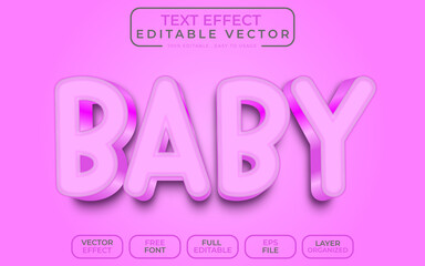 Baby 3D Text Effect EPS Vector File 