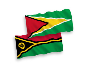 Flags of Co-operative Republic of Guyana and Republic of Vanuatu on a white background