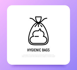 Hygienic bag for dogs thin line icon. Modern vector illustration for pet shop.