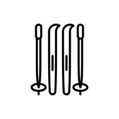 Skiing thin line icon. Modern vector illustration of winter sport equipment.
