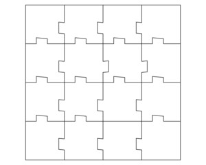 Unusual Abstract Blank Rectangle Jigsaw Puzzle with 16 pieces. Simple line art style for printing and web. Geometric triangle style. Stock illustration isolated