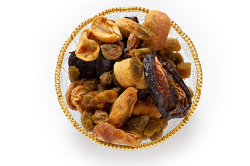 dried fruits in glass bowl