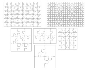 Blank Jigsaw Puzzle set. Simple line art style for printing and web bundle. Stock illustration