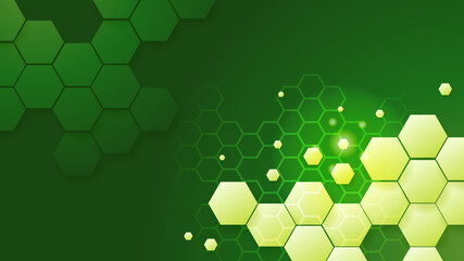 Bright Hexagon green Colorful abstract design background