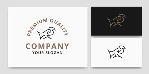 Luxury Crows Bird with Arrow Line Logo Design