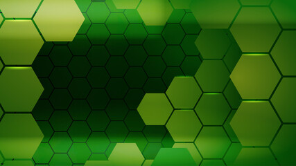 Hexagon gradient green Colorful abstract design background