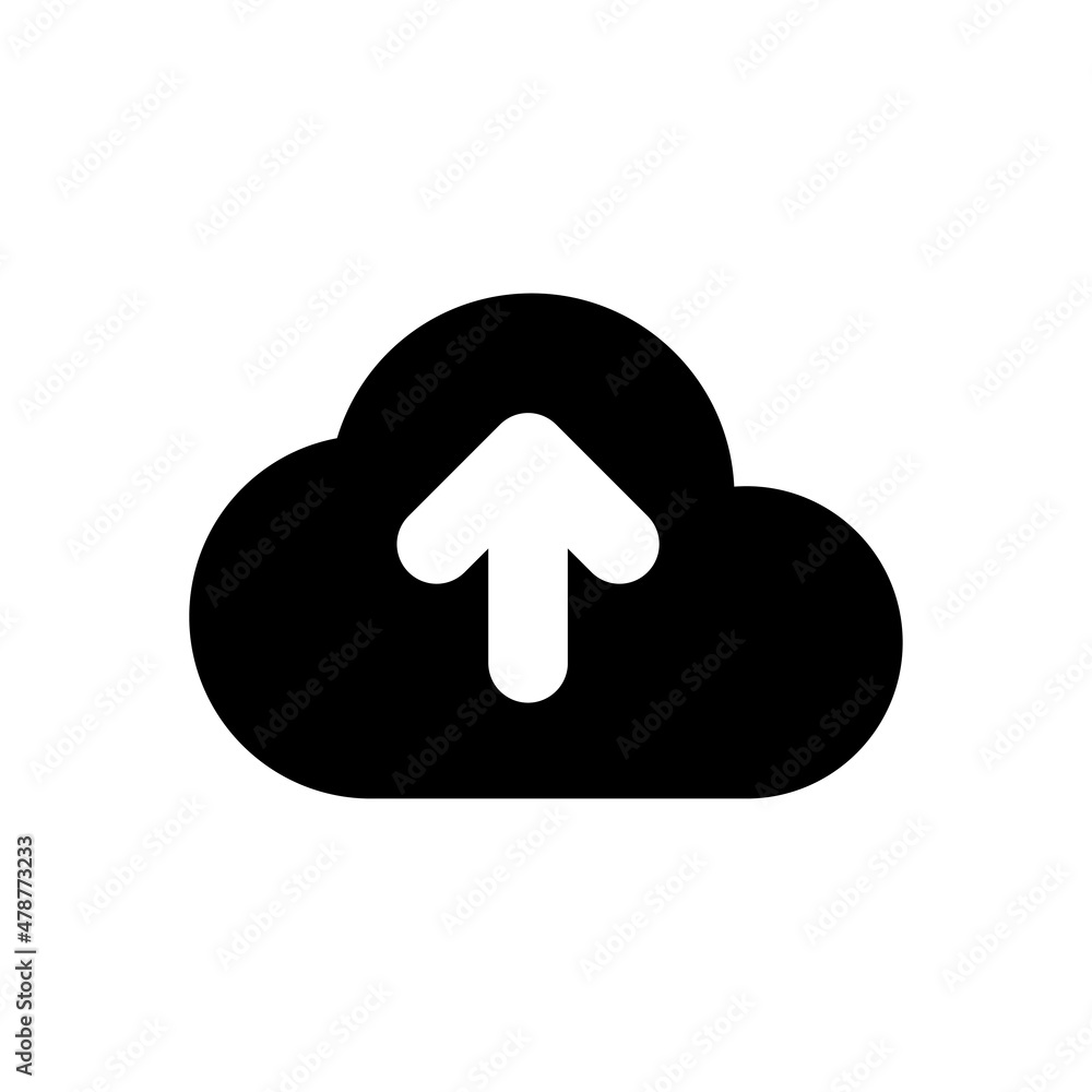 Poster cloud upload vector solid icon design symbol on white background eps 10 file
