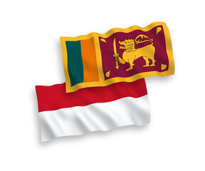 Fototapeta premium Flags of Indonesia and Sri Lanka on a white background