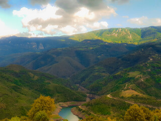 landscape with river and mountains