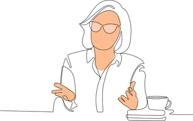 Fototapeta premium One continuous line is the concept. Vector illustration. Continuous line drawing of loan officer negotiating with bank client about credit application business entities parties. 