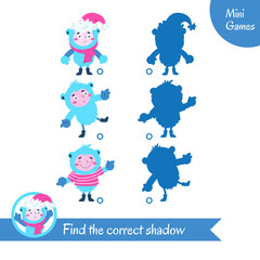 Find the right shadow. Educational game for preschool children.