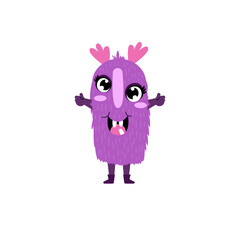 Funny cute monster on a white background.